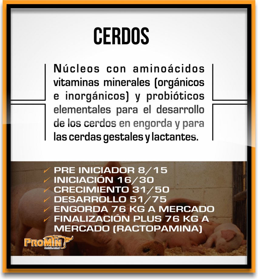 Promin Nutricion Animal, ganado lechero, porcino, caprino, ganado de engorda, ovinos, secuestrantes, bovino, equino, aditivos